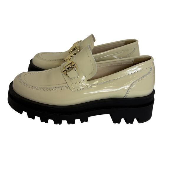 Maeve by Anthropologie -Chunky Patent Leather Loafer shoes- Cream-Size 9-9.5 - Picture 4 of 9